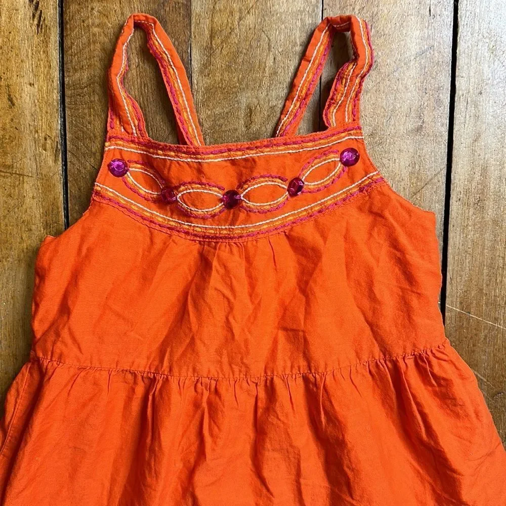 Gymboree Dress size 6 Sleeveless Tiered Orange Dress Easter Cotton summer